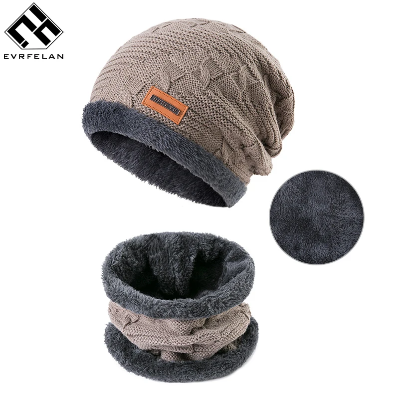 

Evrfelan Men Warm Hats Scarf Set Winter Hat Knitting For Men Scarves Lady Beanies Knitted Hats Women's Hats Ring Scarf Set 2