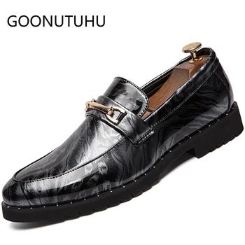 

Fashion men's shoes casual leather male loafers comfortable party shoe man red blue & silver slip on nice shoes for men hot sale