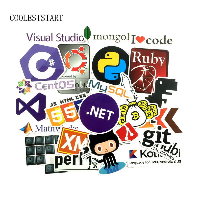 23 шт. интернет-программирование Java JS Html Cloud Docker Биткоин язык приложение логотип крутые наклейки для ноутбука наклейки для автомобиля телефона