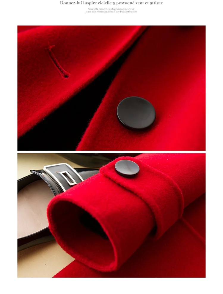 KMETRAM, длинное зимнее пальто, женская шерстяная куртка с широкой талией, красное пальто, тонкое пальто для женщин, Ropa De Mujer,, Invierno, ВИНТАЖНЫЕ пальто, MY207