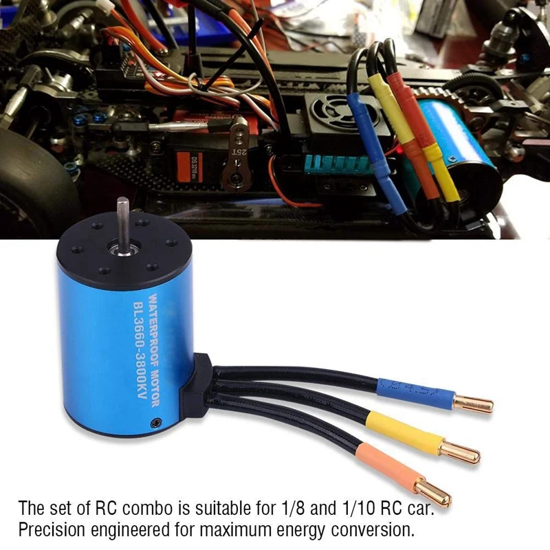 3660 3800Kv бесщеточный мотор с 60A Esc и светодиодная карта для программирования для 1/10 Rc ралли автомобиля