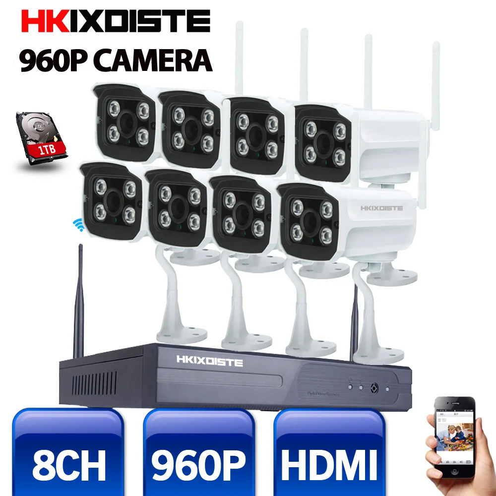

8CH 960P CCTV System Wireless NVR 8PCS 1.3MP IR Outdoor P2P Wifi IP CCTV Security Camera System Surveillance Kit 1TB HD
