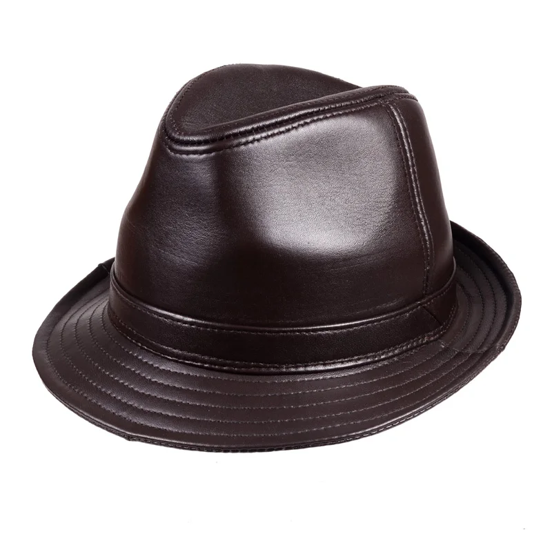 Весенние головные уборы из натуральной кожи для мужчин/женщин, британские Нежные мужские широкие шляпы Stetson Fedoras 55-60 см, облегающие коричневые мужские шляпы