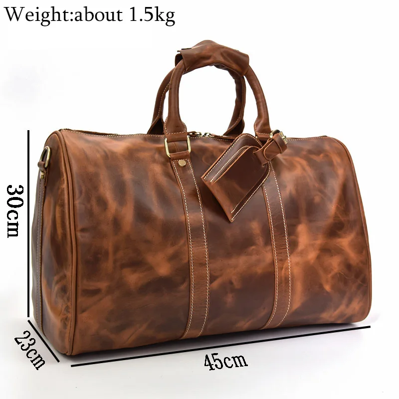 

Man Travel Bag extra Large Capacity Crazy Horse Leather Travel Duffel Business laptop bag big genuine cow leather shoulder bag