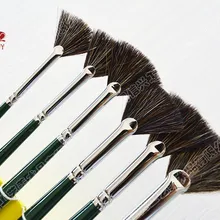 6 шт./компл. щетина кабана береза деревянный веер форма художника масляная краска Кисть Акриловая пайка кисть Акварельная гуашь канцелярская кисть