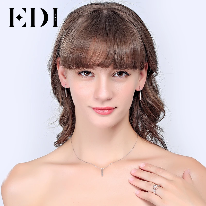 EDI Forever Classic 0.08cttw Natural Diamond H/SI Real 18k White Gold Pendant For Women Fine Jewelry