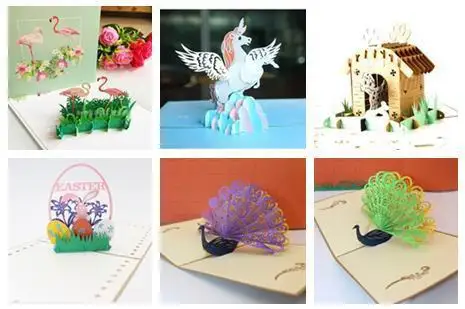 

100pcs peacock festival greeting card 3D birthday pop up card thanksgiving blessing card postcard paper party Invitation card