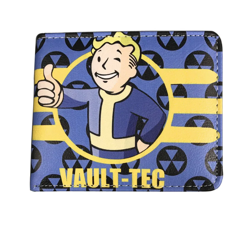Лидер продаж, кошелек Fallout Shelte из искусственной кожи с мультяшным рисунком, милые сумки для денег, подарок для детей, мальчиков, подростков, Vault-Tec, Короткие Кошельки - Цвет: Черный