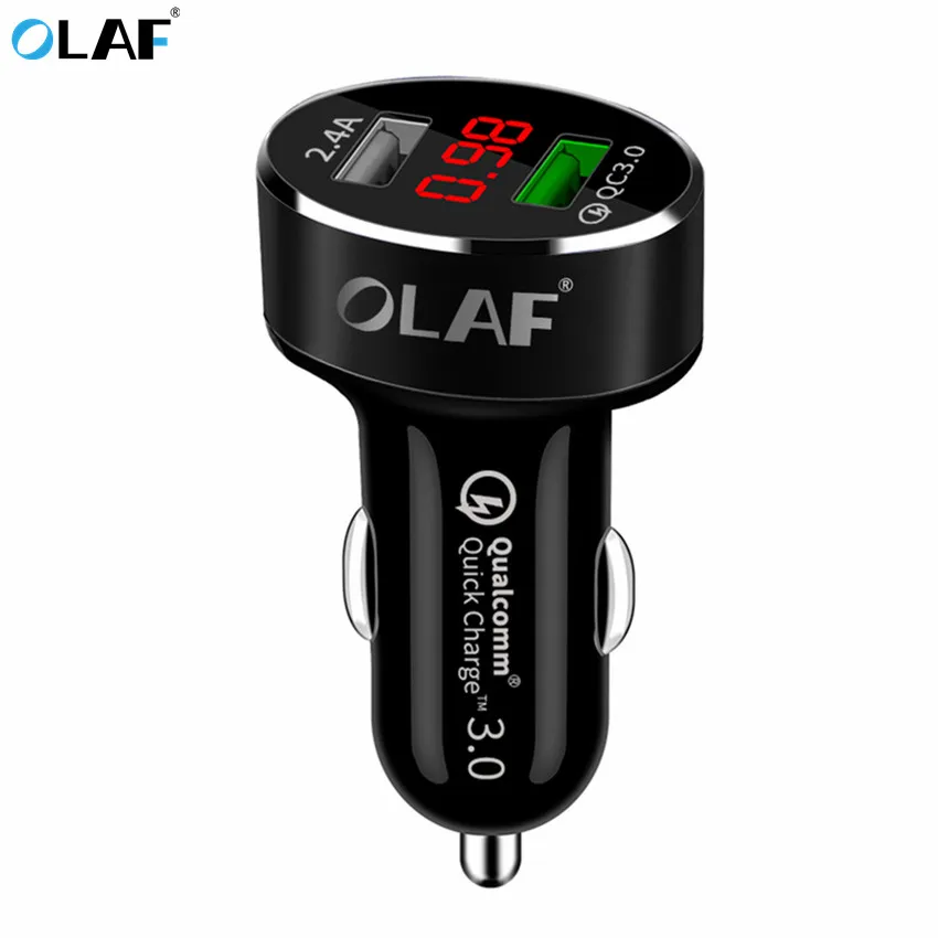 

OLAF Dual USB Car Charger For iPhone X 8 7 Plus Digital LED Display 5V 3.1A Aluminium Alloy Fast Charging Adapter For Samsung S9