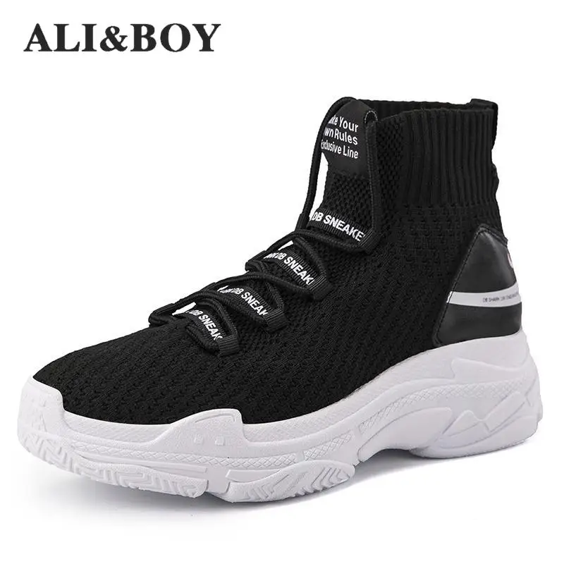 

Shark Sneakers Women Men Knit Upper Breathable Sport Shoes Chunky Shoes High Top Running Shoes For Men Women Socks Shoes