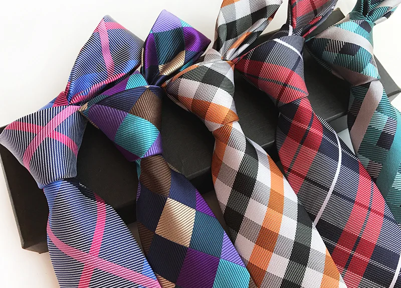 Шелковый жаккардовый 8 см Модный клетчатый галстук костюм деловой галстук