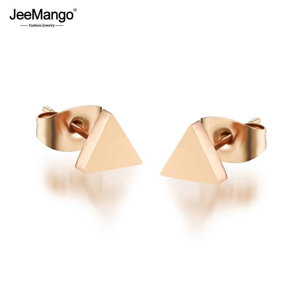 

JeeMango Classic Rose Gold Stud Earrings Stainless Steel Triangle New Design Fashion Women Jewelry Earrings Brincos JOGE312