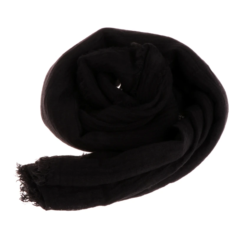 180 см x 95 см хлопок для женщин ислам Макси морщинка облако сплошной цвет хиджаб шарф платок мусульманская длинная шаль палантин обертывание - Цвет: Black