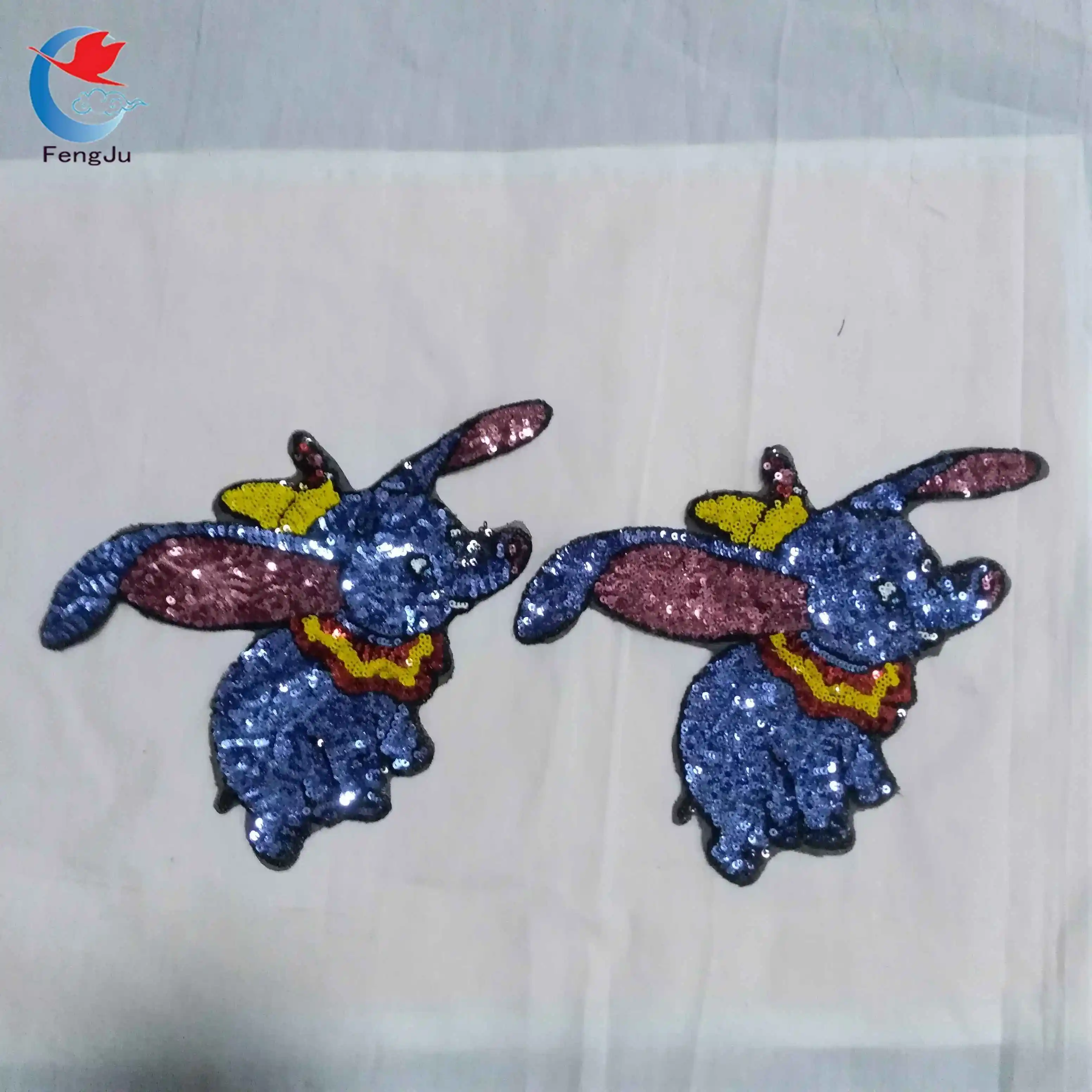 

FengJu elephant fly embroidered Patches for Clothes T-shirt sew on Patches Decorative Patches Sewing Repair Decoration fabric1pc