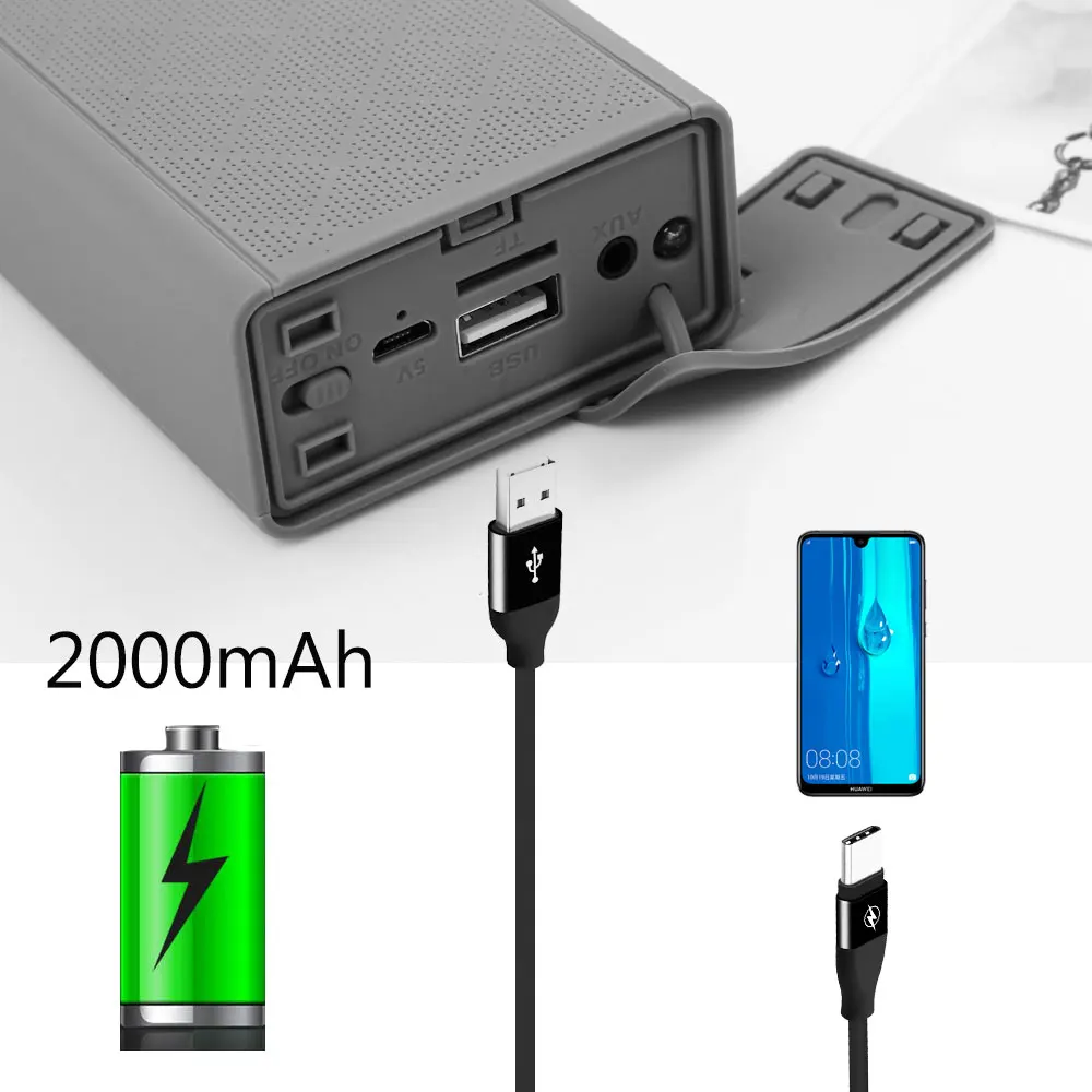 Bluetooth Speaker Column Portable HIFI Speakers Wireless Speaker Flashlight With 2000mAh PowerBank Handfree MIC FM Radio  (3)