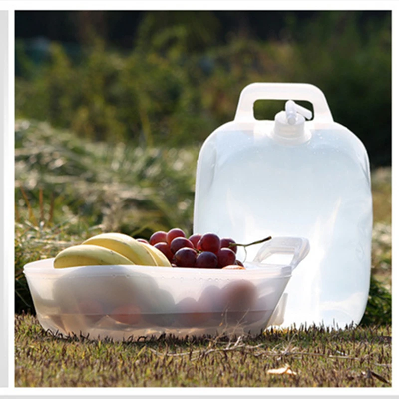 

VILEAD 10 Water Bag Folding as Plate with Tap Food-grade PE Camping Accessories Container Bushcraft Picnic Car Travel Water Bag