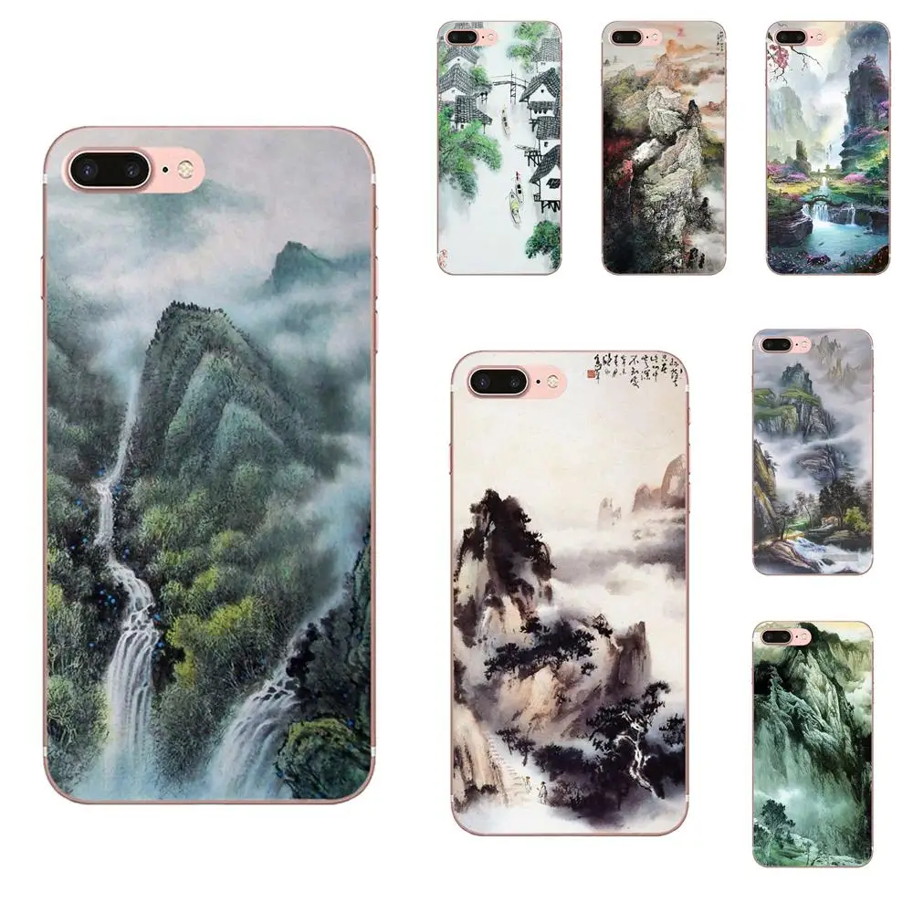 Pouches Chinese Landscape Painting Skin Thin For Galaxy A3 A5 A7 On5 On7 2015 2016 2017 Grand Alpha G850 Core2 Prime S2 I9082 | Мобильные