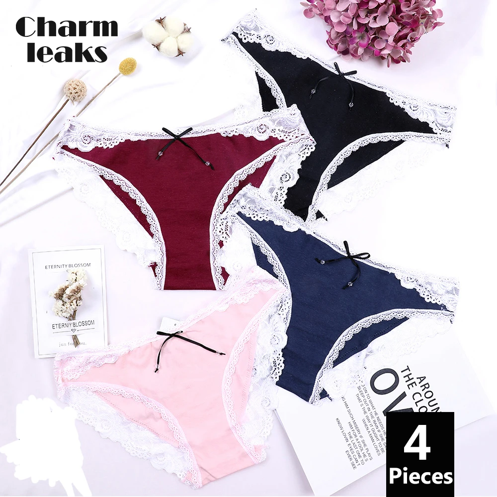 

Charmleaks Women Panties Lace Underwear Panties Cotton Briefs Bow-Knot Cute Thong Thanga string Panties Tanga Briefs Cotton 4