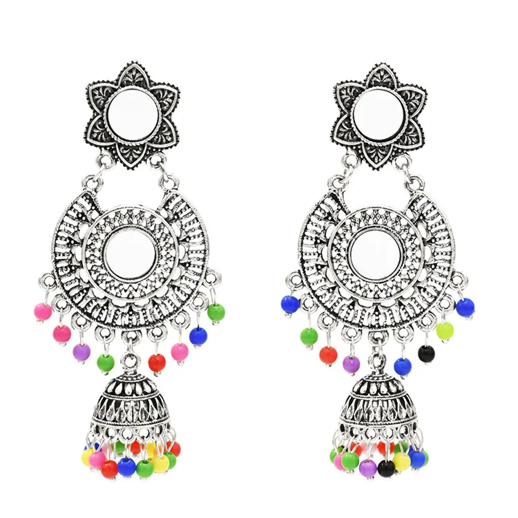 

India Oxidized Jhumka Earrings Pearl Jewelry For Women Gold Silver Long Tassel Beaded Statement Ears Afghan Egypt Turkish gypsy
