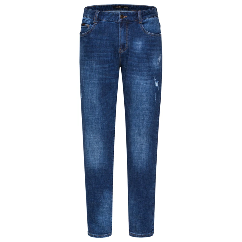 Great Value SEMIR Men Retro Slim Fit Cotton Jeans with Destruction Men's Classic Jeans Washed Denim with Zip Fly with Button Streetwear