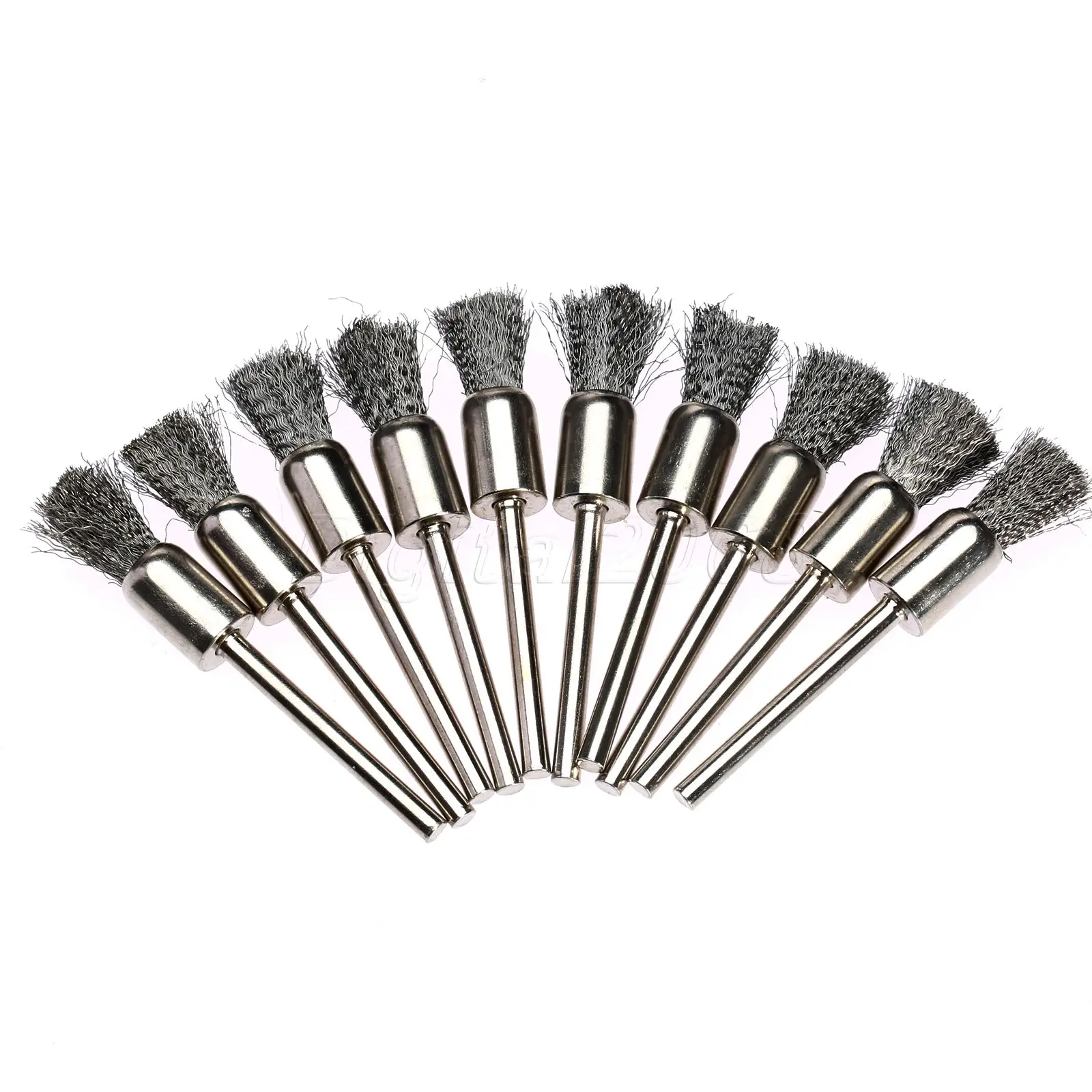 10pcs Pen Shape 8MM Stainless Steel 3MM Shank Diameter Wire Brush Drill