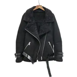 Толстая бархатная замшевая куртка 2018 новая осенняя и зимняя мотоциклетная куртка с длинным рукавом Повседневная замшевая куртка женская