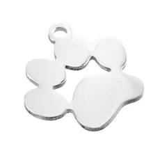 Dog paw Charms Cat paw Pendants for Pet DIY necklace print Both sides mirror polish Stainless steel wholesale 10pcs