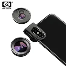 APEXEL 4K HD Mobile Phone Lens 110 degree Wide Angle 10X Macro Lens 2 in 1 Camera Lenses For iPhone XR Samsung S10 Redmi Note 7