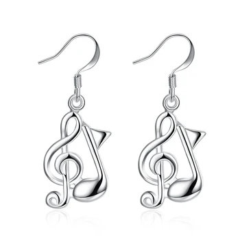 

Fashion trend earrings creative notes styling sterling silver earrings 925 pure silver ear hook jewelry accessories