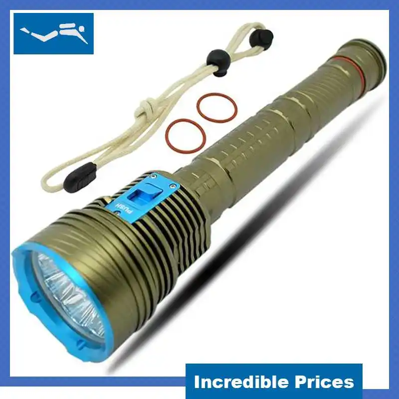 

20000 Lumens 9 x XML L2 Bright LED Diving Flashlight Waterproof Torch Underwater 150M Flashlights Scuba Diving Light Tactical