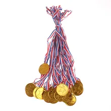 20 штук, Золотые пластиковые медали для победителей, вечерние спортивные сумки, призовые игрушки для детей