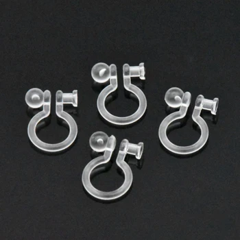 

30pcs Hypoallergenic Transparent Plastic Environmental U-shaped Ear Clip 3/5mm With Hanging Ear Accessories For Jewelry Making