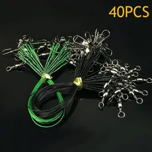 40 шт крючки для коннектор для лески наилучшая леска ассортимент рукав Вертлюги из нержавеющей стали поворотное приспособление ALS88