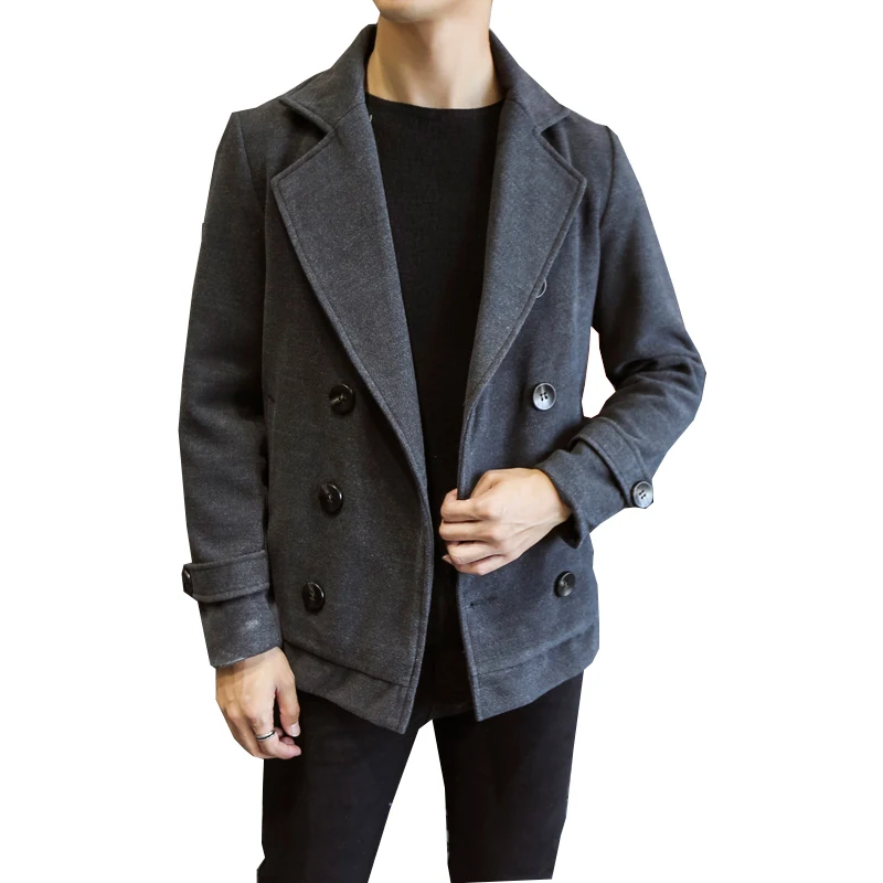 

New winter wool jacket men's wool coat casual Slim collar wool Men's cotton trench mens coats fashion jackets Drop shipping