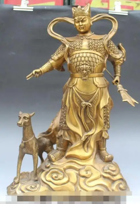 

S4742 20" Bronze Myth Immortal Er Lang Yang Jian Er Lang Shen God Xiao Day Dog Statue