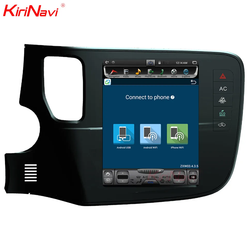 Discount KiriNavi Vertical Screen Tesla Style Android 6.0 10.4 Car Multimedia Player For Mitsubishi Outlander Radio Navigation SystemsGPS 4
