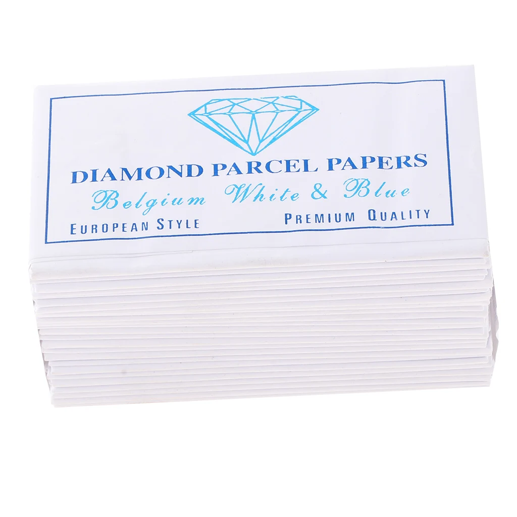 25 Pieces Diamond Parcel Papers Blue and White 80 x 45mm Jewelry Supplies