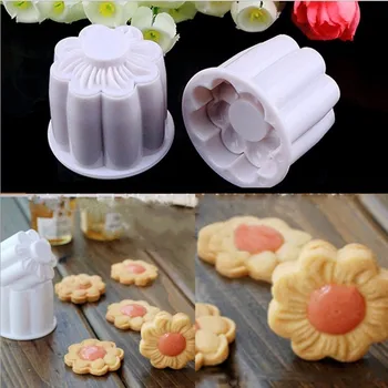 

New 2Pcs Cookie Cutters Mold Sugarcraft Fondant Cake Decorating DIY Tool 3D Flower Cookie Press Mold Baking Decorating