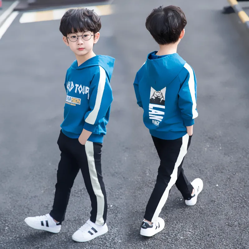 

Spring Suit New Korean Version of The Big Boy Casual Sports Two-piece Boy Long Sleeve Suit Kids Clothes Boys Active