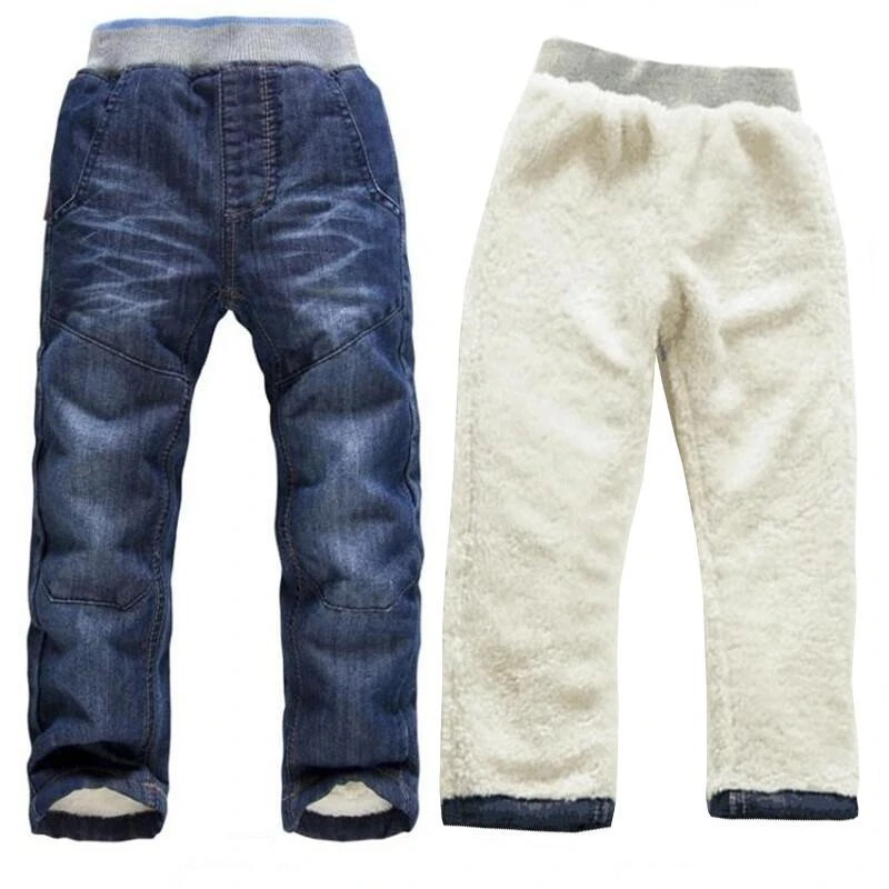 BibiCola Baby Boy Jeans Winter Denim Pants Children's Thicken Warm