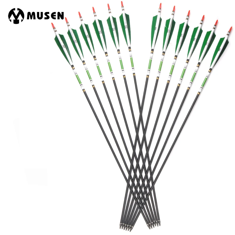 Günstig Wahre Türkei feder 6 12 24 stücke 80 cm 85 cm Wirbelsäule 500 Carbon Pfeile OD 7,6mm ID 6,2mm für Jagd Schießen Bogenschießen