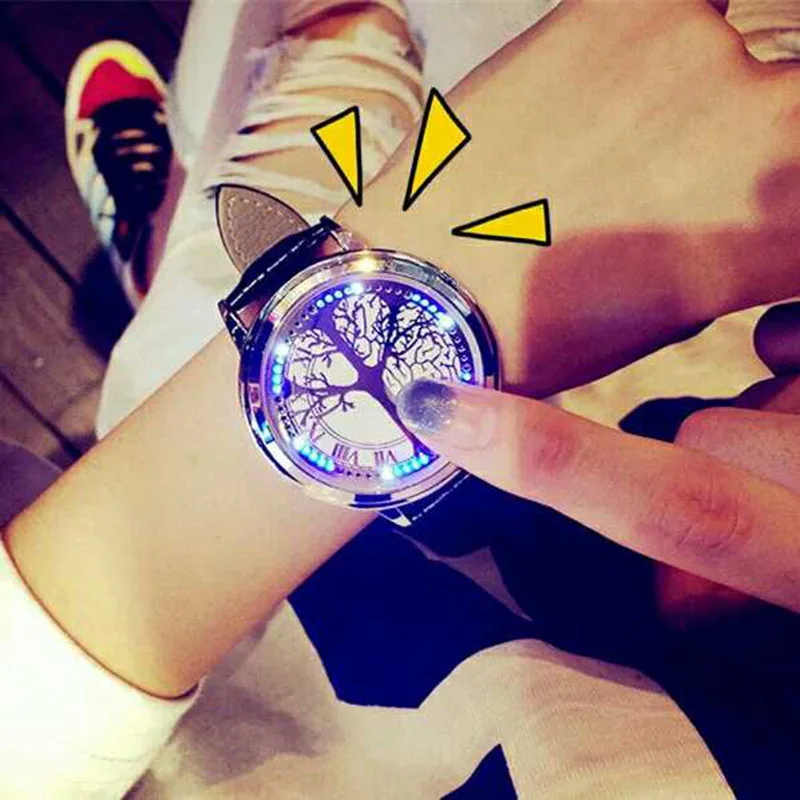 

Fashion LED Touch Screen Watch,Military Sport Watches Men&Women Digital watch,Casual Round Shape Dial Leather Band watches