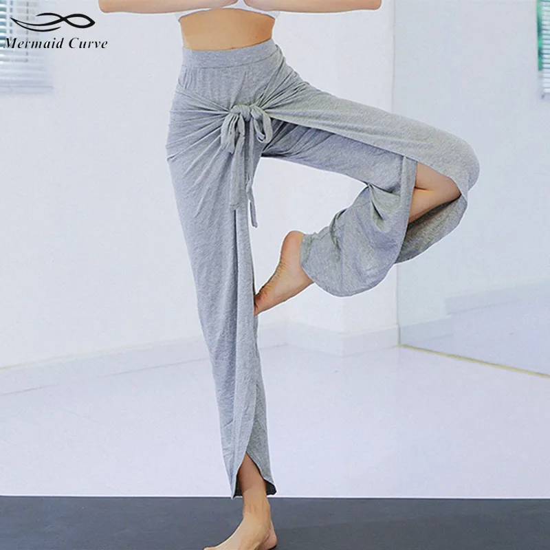 Ретро штаны для йоги женские с высокой талией бандажные спортивные Леггинсы для фитнеса Высокое качество свободные анти-пот тренировки бег танцевальные брюки