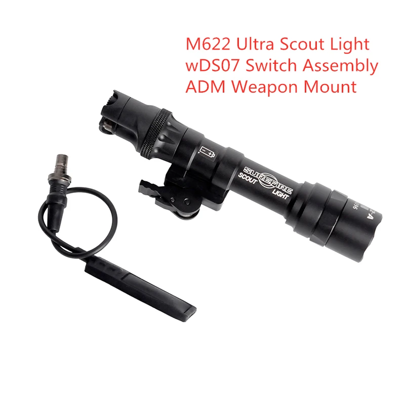 

Airsoft Weapon Light 400 lumen With ADM Mount softair Hunting white Flashlight Two Different Switches Fit Picatinny Rail EX446