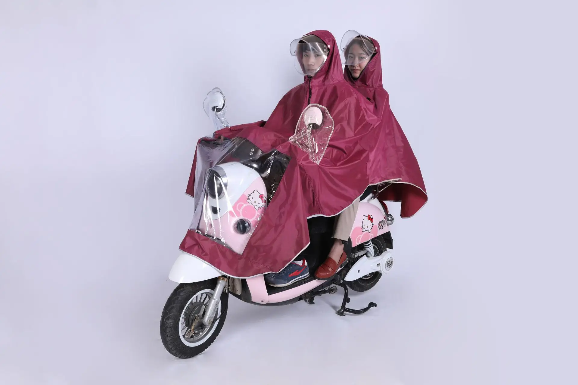 Дождевик мотоцикл для женщин велосипед пончо для взрослых утолщенная Ткань Оксфорд съемный двойной полями дождевик - Цвет: Черный