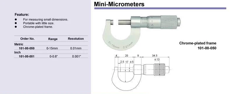 Качественные товары миниатюрный внешний микрометр 0-15 мм 0-0,6 дюймов 0,01 мм мини-микрометр