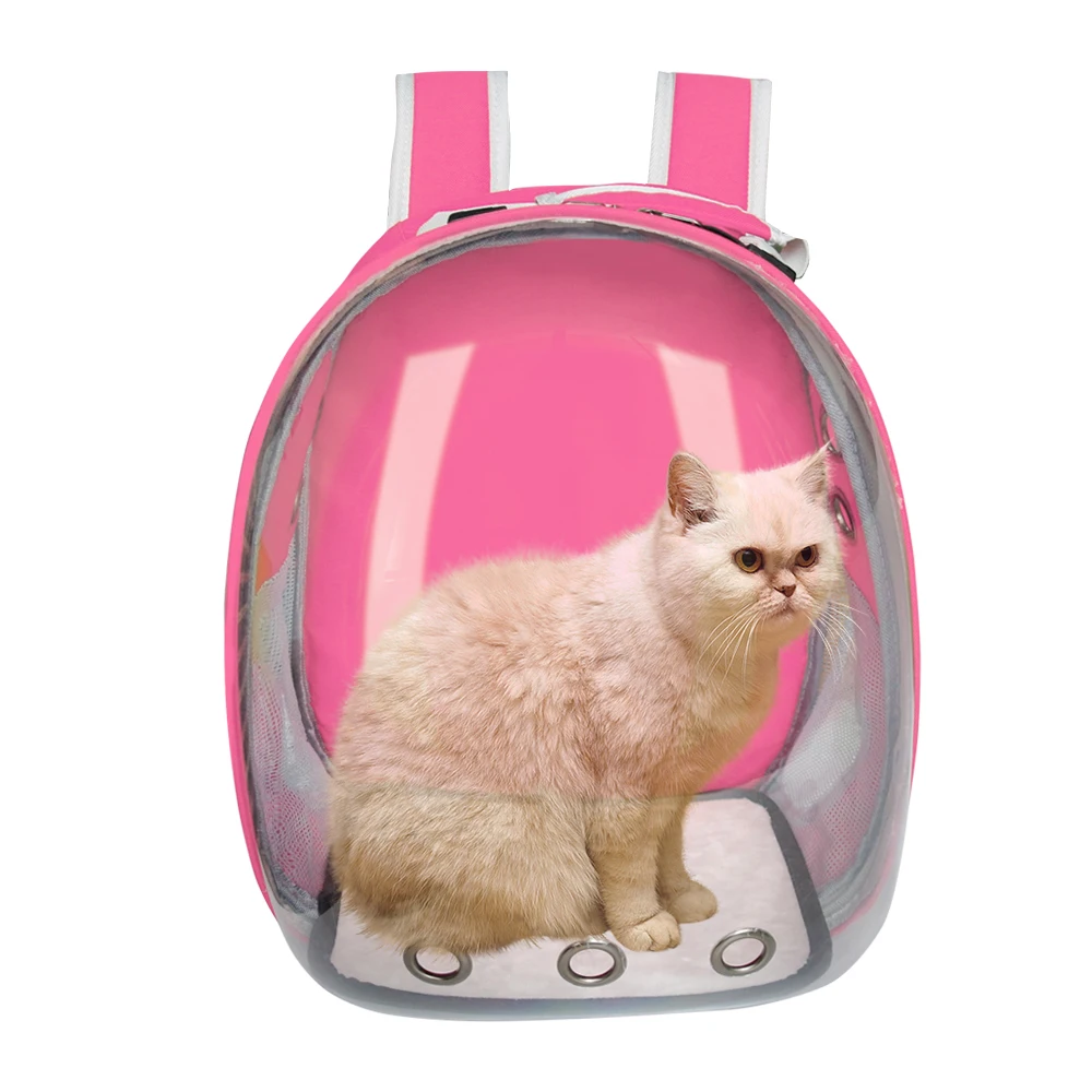 Сумка-переноска для кошек, дышащий прозрачный рюкзак для щенков, кошек, клетка для маленьких собак, переноска для домашних животных, сумка для путешествий, космическая капсула - Цвет: Розовый