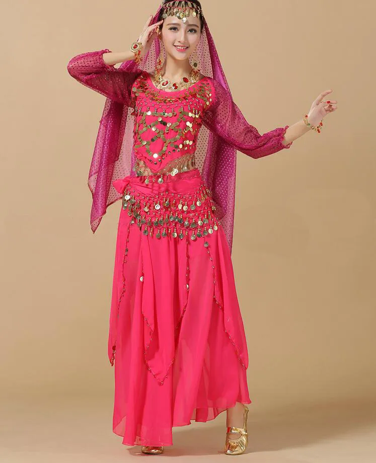 Одежда для танца живота костюм для танца живота набор индийский танец одежда для танца живота длинный рукав танцевальный костюм наборы 6