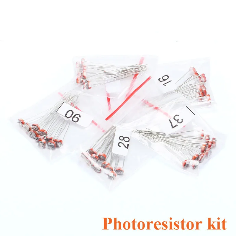 50 pcs (5 values  10pcs) LDR Photo Light Sensitive Resistor Photoelectric Photoresistor Kit for 5506 5516 5528 5537 5539 (2)