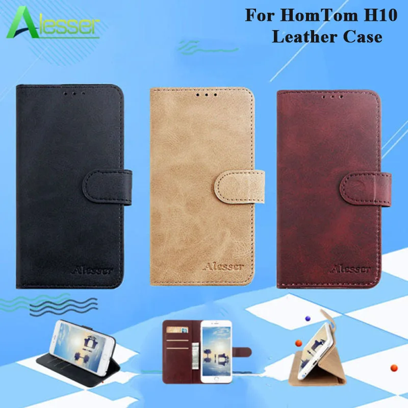 

Alesser For HomTom H10 Leather Case Flip Genuine Leather Phone Case With Card Pocket Cover Wallet Case Coque For HomTom H10